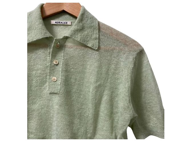 Autre Marque Polo in maglia trasparente in mohair per bambino AURALEE Verde - vista 2