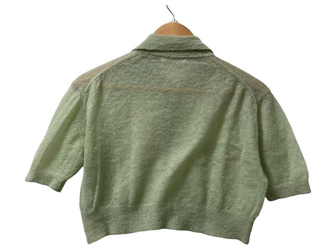 Autre Marque Polo in maglia trasparente in mohair per bambino AURALEE Verde - vista 3