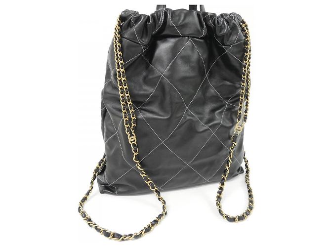 Timeless Zaino Chanel 22 Line Calf Nero Bianco - vista 7