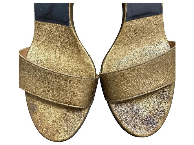 Chloé Sandali in pelle Chloe Nero D'oro Bronzo - vista 10