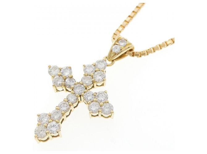 Autre Marque Collana a Croce con Diamanti Au750 D'oro - vista 3
