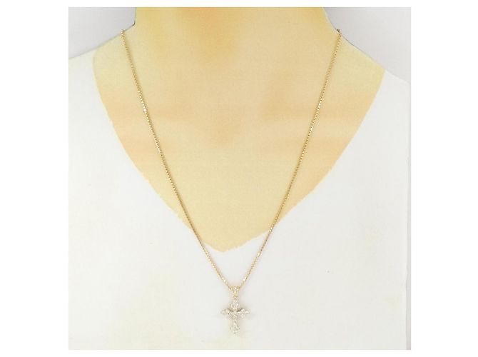 Autre Marque Collana a Croce con Diamanti Au750 D'oro - vista 6