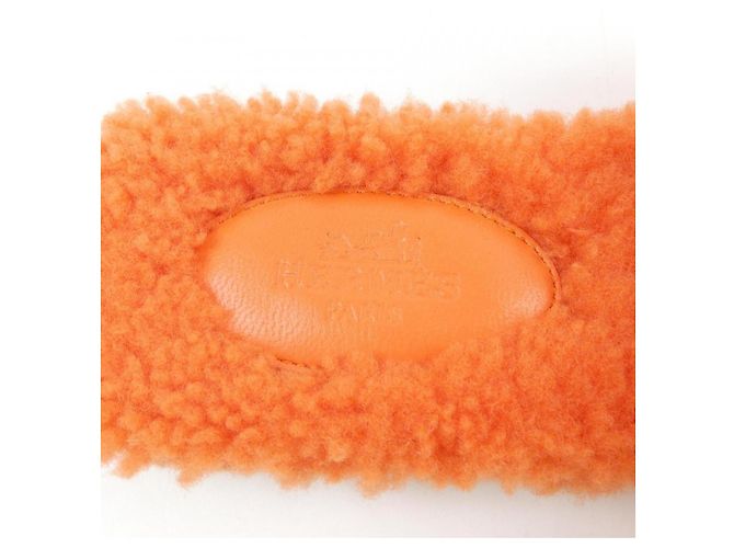 Hermès Hermes Shearling-Sandalen Orange - Ansicht 6