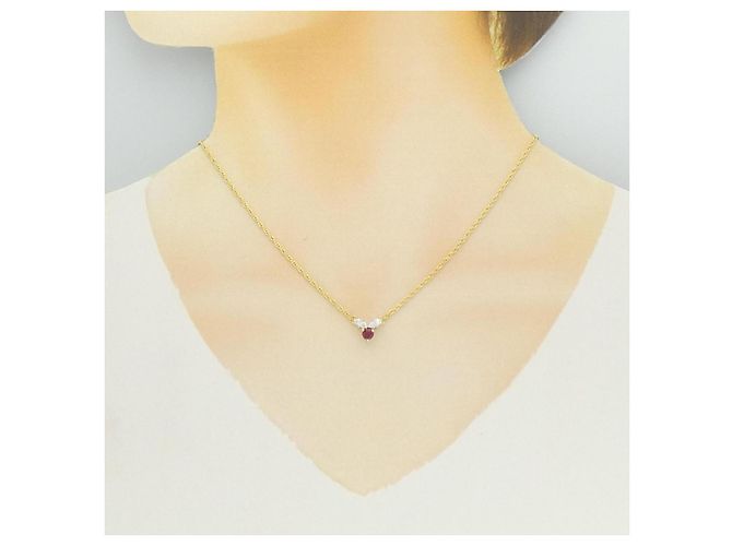 Collana Mikimoto in Au750 con Rubino e Diamanti Rosso - vista 6