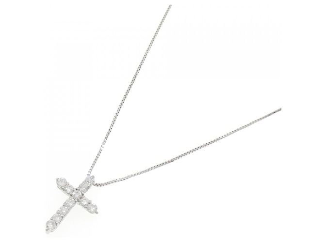 Autre Marque Collana a Croce con Diamanti Pt900 Pt850 Argento - vista 2