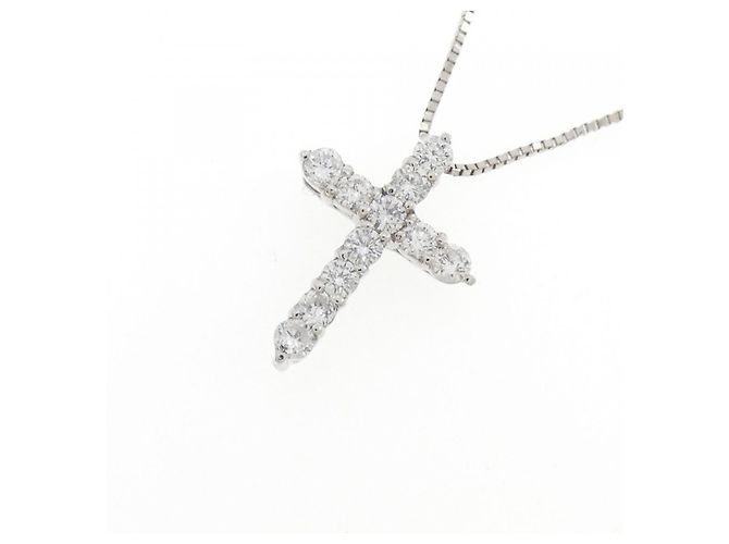 Autre Marque Collana a Croce con Diamanti Pt900 Pt850 Argento - vista 3