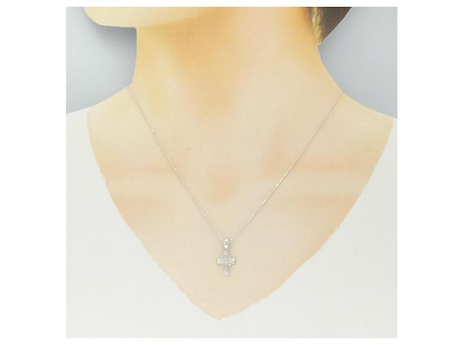 Autre Marque Collana a Croce con Diamanti Au750 Argento - vista 6