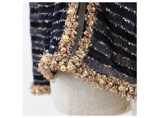 Timeless Chaqueta de tweed de punto Chanel P50939 Azul - vista 14