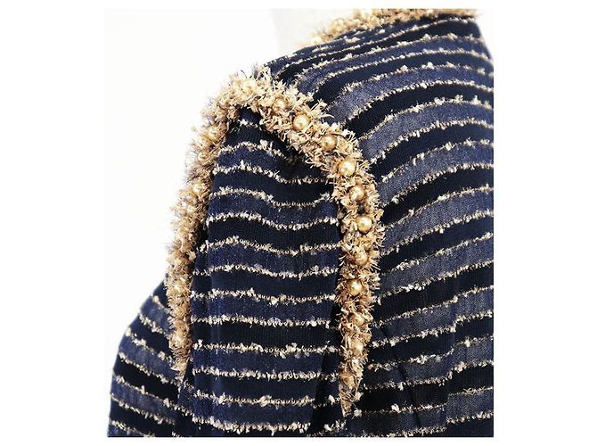 Timeless Chaqueta de tweed de punto Chanel P50939 Azul - vista 16