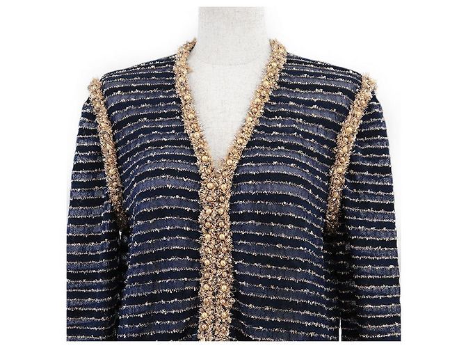 Timeless Chaqueta de tweed de punto Chanel P50939 Azul - vista 2