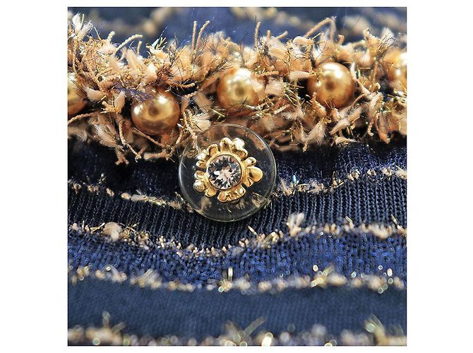 Timeless Chaqueta de tweed de punto Chanel P50939 Azul - vista 3