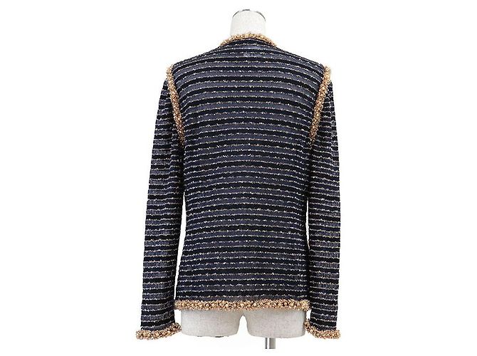 Timeless Chaqueta de tweed de punto Chanel P50939 Azul - vista 5