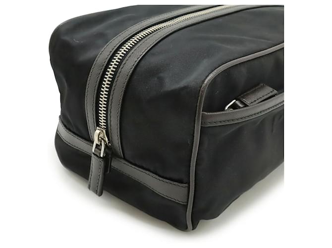 Clutch in nylon Prada Nero Marrone scuro - vista 4