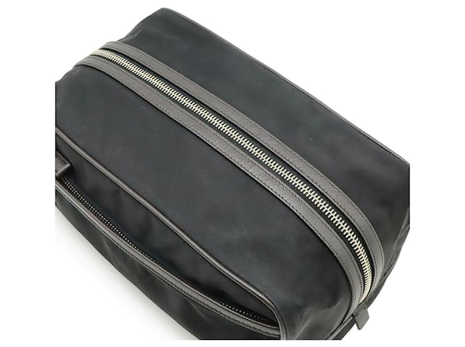 Clutch in nylon Prada Nero Marrone scuro - vista 5