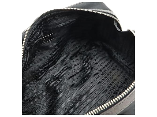 Clutch in nylon Prada Nero Marrone scuro - vista 6