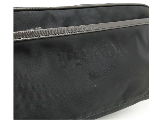 Clutch in nylon Prada Nero Marrone scuro - vista 8