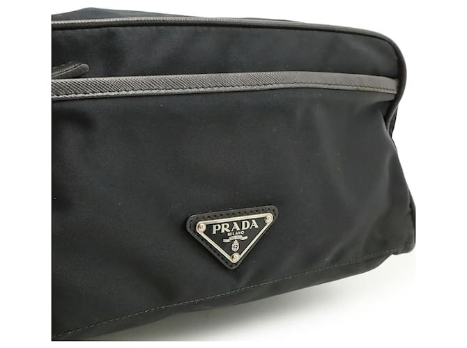 Clutch in nylon Prada Nero Marrone scuro - vista 9