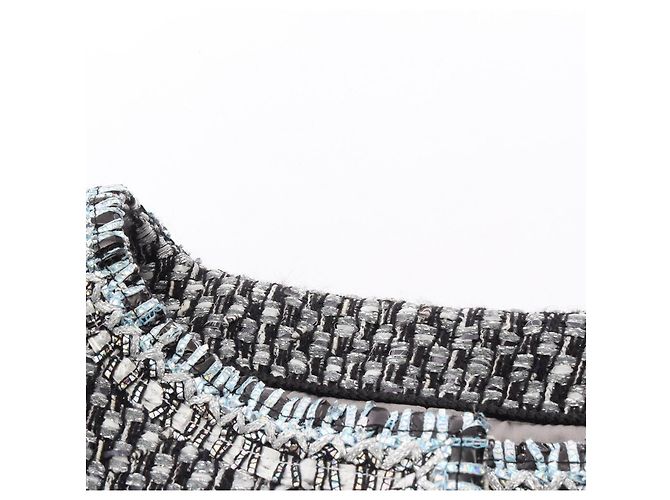 Timeless Chaqueta sin cuello de tweed CHANEL Lame Fantasy Negro Plata Multicolor - vista 7
