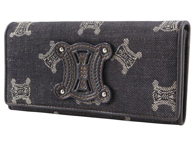 Céline Celine Triomphe Denim Long Wallet Blau Marineblau - Ansicht 2