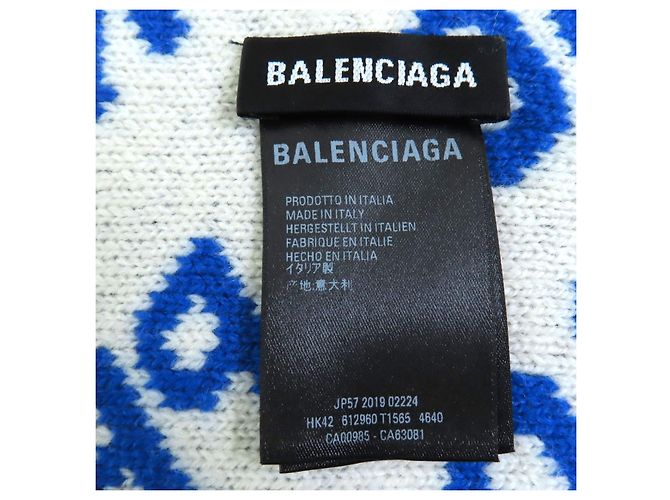 Everyday Sciarpa in lana Balenciaga Bianco Blu - vista 5