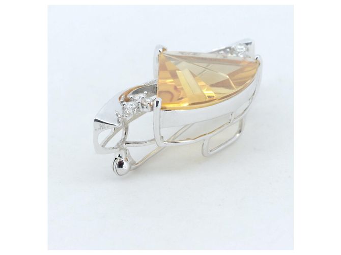 Autre Marque Spilla in oro bianco Au750, citrino e diamante Argento - vista 2