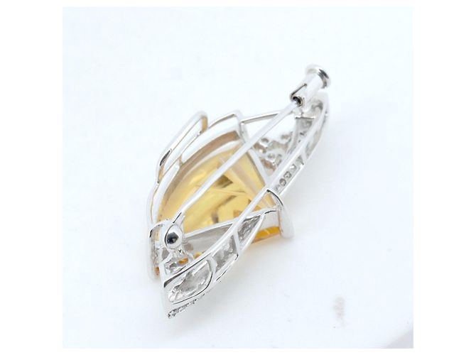 Autre Marque Spilla in oro bianco Au750, citrino e diamante Argento - vista 3