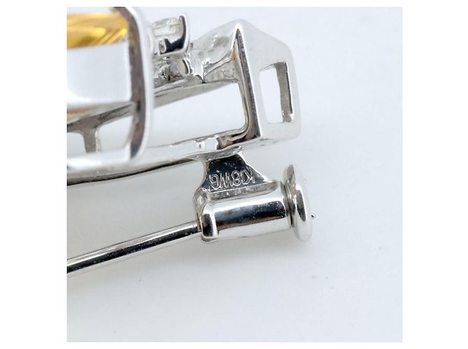 Autre Marque Spilla in oro bianco Au750, citrino e diamante Argento - vista 4
