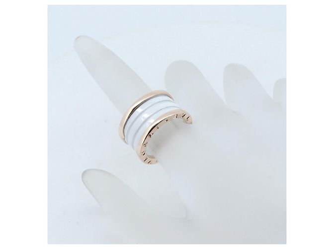 Bulgari Anello Bvlgari B.zero1 in Au750 e ceramica Misura 11 Bianco - vista 4