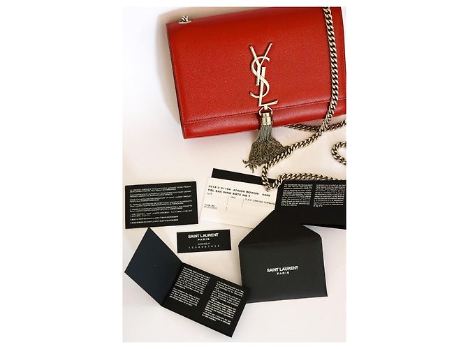 Saint Laurent Kate Pochette Pelle Rossa Rosso - vista 13