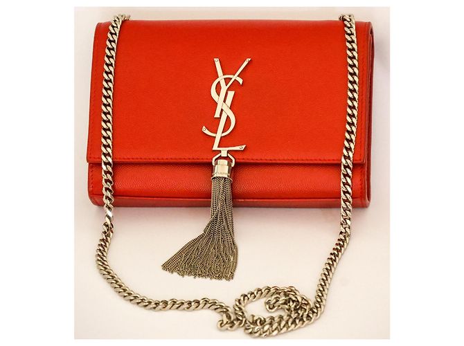 Saint Laurent Kate Pochette Pelle Rossa Rosso - vista 2