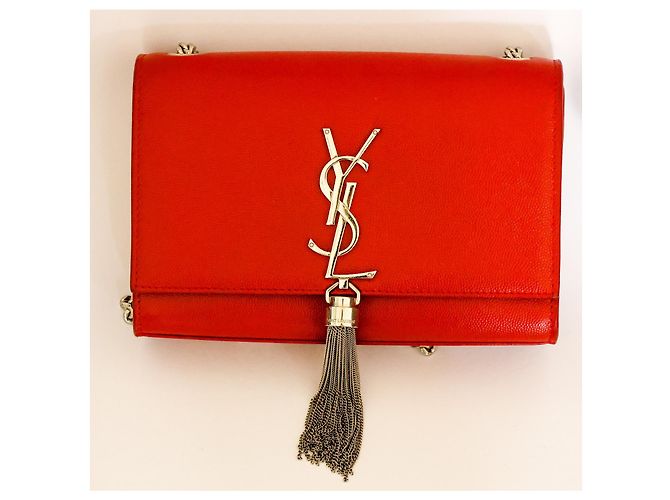 Saint Laurent Kate Pochette Pelle Rossa Rosso - vista 3