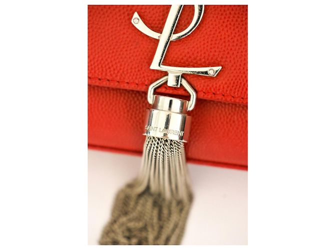 Saint Laurent Kate Pochette Pelle Rossa Rosso - vista 4