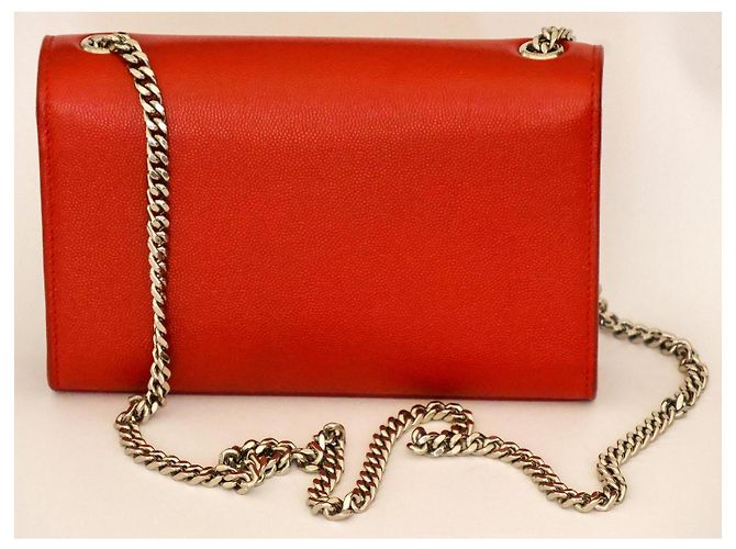 Saint Laurent Kate Pochette Pelle Rossa Rosso - vista 5