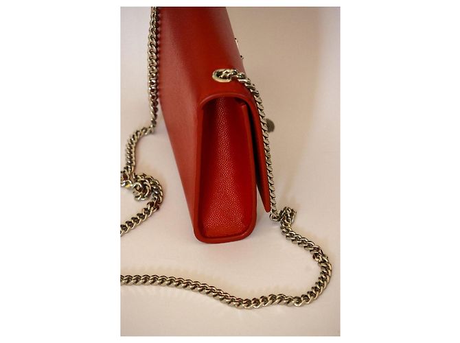 Saint Laurent Kate Pochette Pelle Rossa Rosso - vista 6