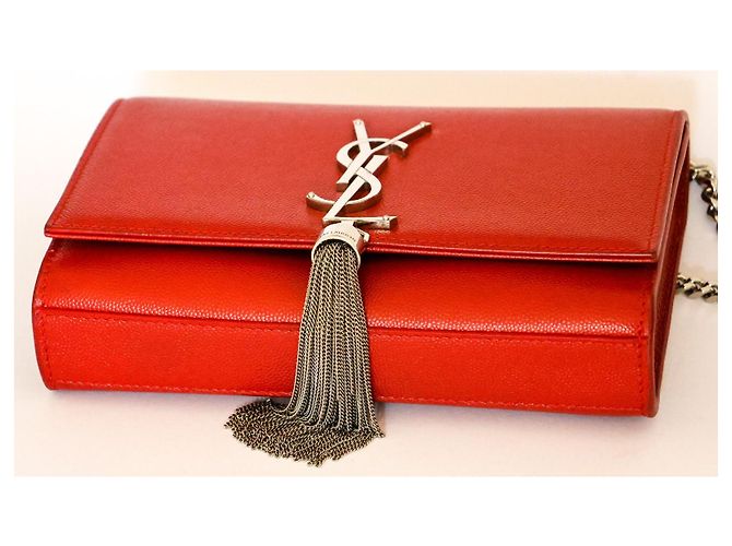 Saint Laurent Kate Pochette Pelle Rossa Rosso - vista 9
