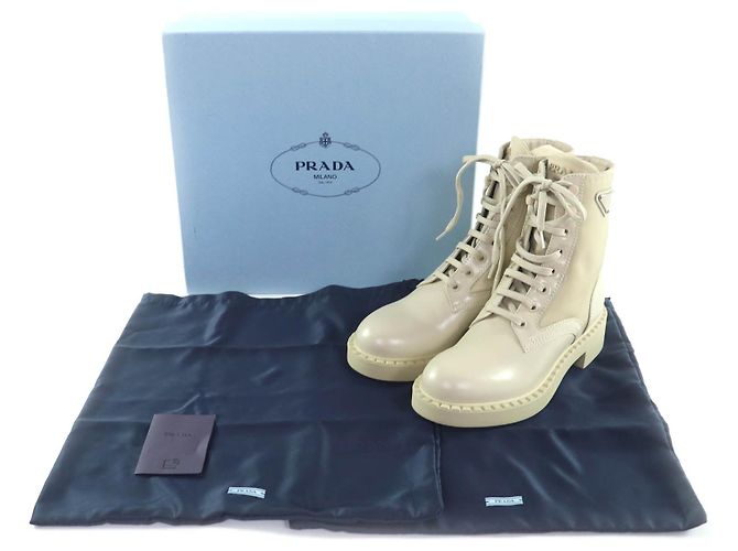 Kurze Stiefel Prada Lederstiefel Beige - Ansicht 2