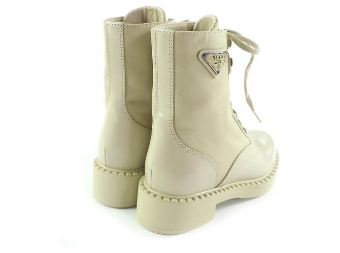 Kurze Stiefel Prada Lederstiefel Beige - Ansicht 3