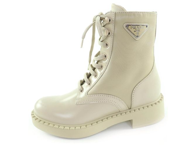 Kurze Stiefel Prada Lederstiefel Beige - Ansicht 5
