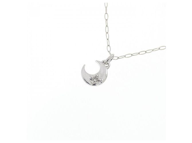 Autre Marque Collana Luna in Diamanti e Oro Bianco K10 Argento - vista 3