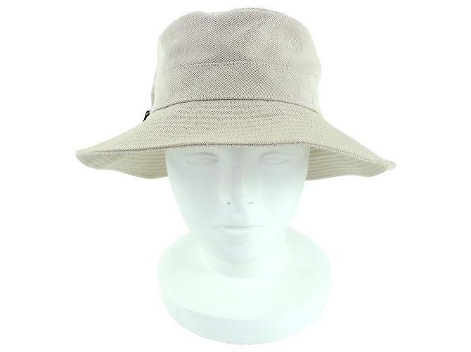 Cappello bucket in pelle e cotone Hermès 56 Beige - vista 2