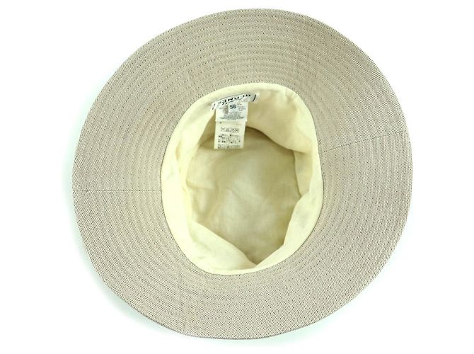 Cappello bucket in pelle e cotone Hermès 56 Beige - vista 6