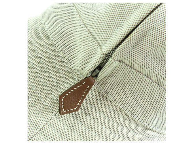 Cappello bucket in pelle e cotone Hermès 56 Beige - vista 7