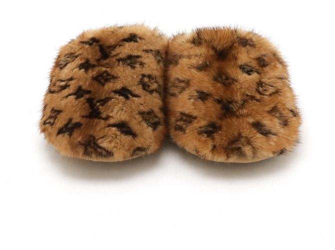 Pantofole in pelliccia di visone Louis Vuitton LV Suite Line Marrone - vista 4