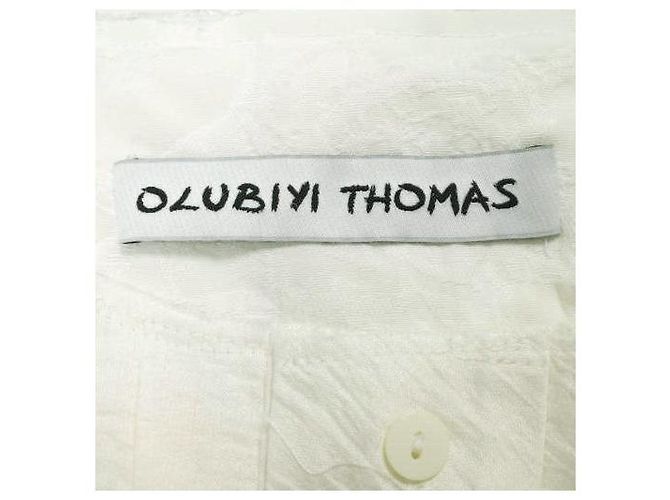 Autre Marque Camisa OLUBIYI THOMAS con pechera plisada de algodón y rayón Blanco Blanco roto - vista 4