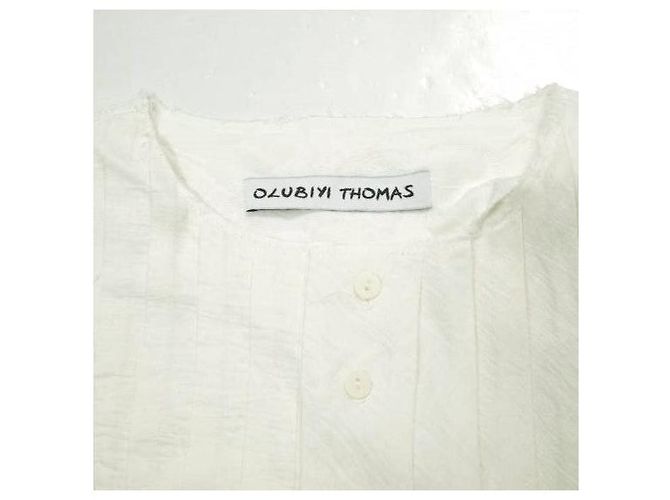 Autre Marque Camisa OLUBIYI THOMAS con pechera plisada de algodón y rayón Blanco Blanco roto - vista 5
