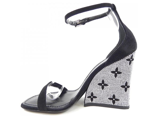 Sandali Louis Vuitton Appeal Line in scamosciato di capretto e strass Nero - vista 2
