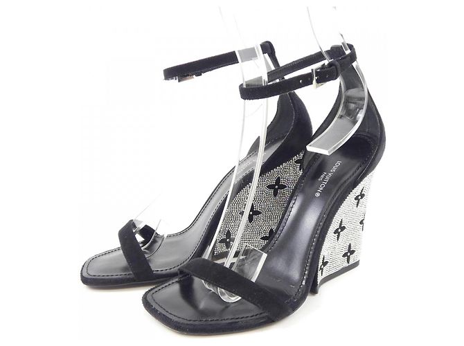 Sandali Louis Vuitton Appeal Line in scamosciato di capretto e strass Nero - vista 3
