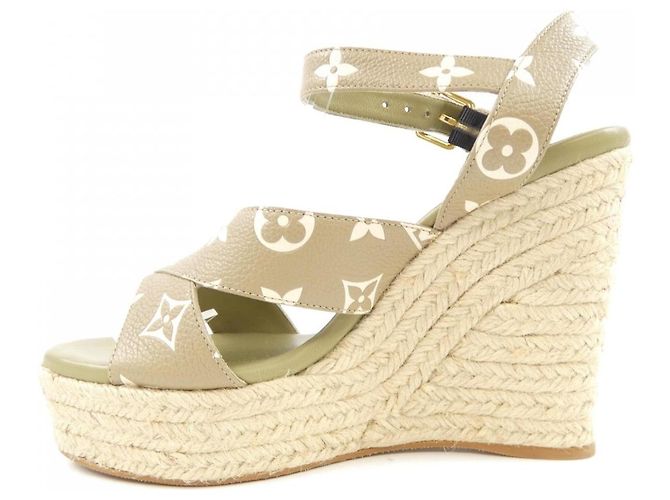 Sandali Espadrille Starboard in pelle Louis Vuitton Verde Cachi - vista 2