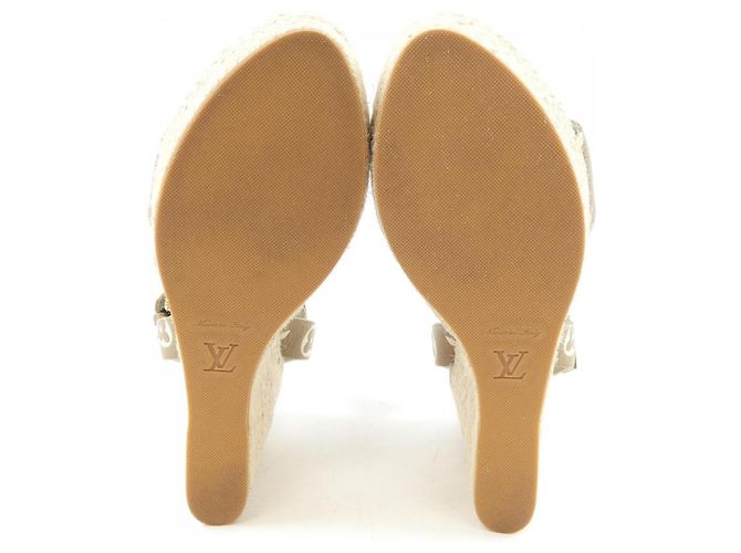 Sandali Espadrille Starboard in pelle Louis Vuitton Verde Cachi - vista 4
