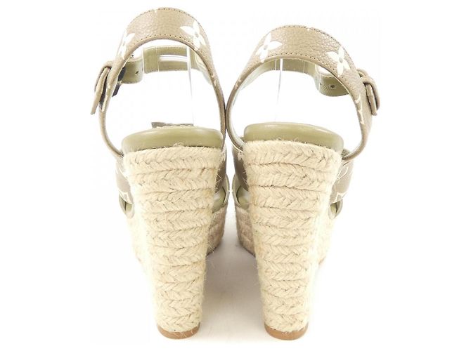 Sandali Espadrille Starboard in pelle Louis Vuitton Verde Cachi - vista 5